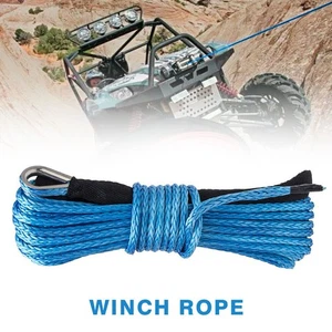 Synthetic Winch Rope Line 1/4"x50' 10000LBS Recovery Cable 4WD ATV UTV w/ Sheath - Picture 1 of 5