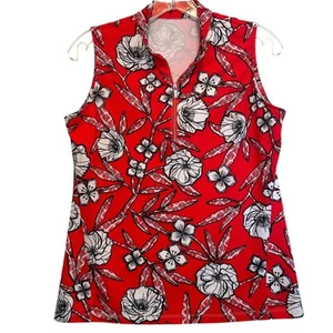 TAIL Soria Golf Top Womens Medium Palacio Garden Floral 1/4 Zip UPF 50 Tank - Picture 1 of 9