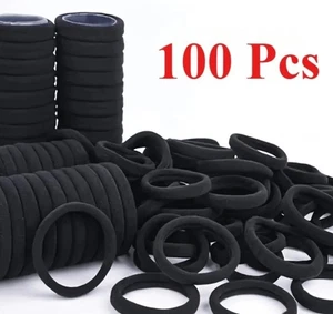 100 PIEZAS Corbatas para Cabello Negras Fuertes Elásticas Sin Daños Bandas Sin Costuras Todo Tipo de Cabello - Imagen 1 de 7