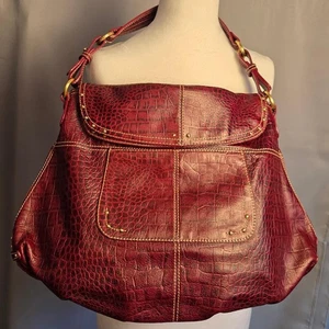 Maxx New York Handbag Red Crock Embossed Leather Shoulder bag - Picture 1 of 14
