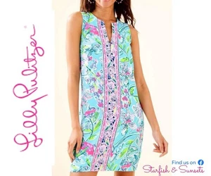 Lilly Pulitzer Kelby Stretch Shift Dress Sway This Way Bali Blue Size 2 HTF 🦄 - Picture 1 of 14