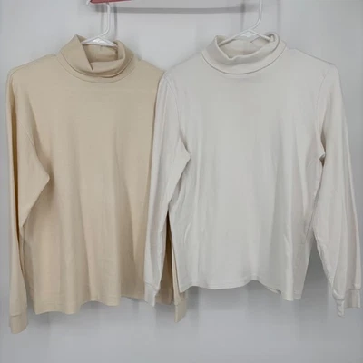 Paquete de dos cuellos de tortuga vintage 100 % algodón para mujer talla M Hanes Cross Creek Foto 1 de 4