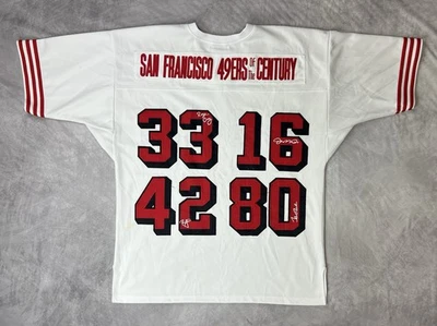 Camiseta de los 49ers de San Francisco Jugadores del Siglo Montana Craig Rice Lott Talla 54 Foto 1 de 4