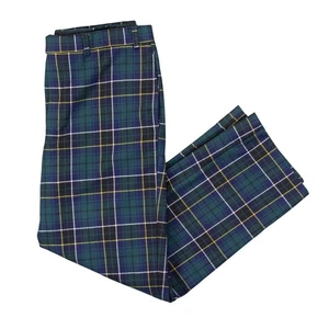 Brooks Brothers 346 Madison Fit Mens 36x30 Green Tartan Plaid Wool Trouser Pants - Picture 1 of 15