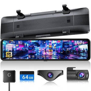 T860+ Mirror Dash Cam 4K Front and 2.5K Rear, Detached Front Camera for 10-Mi... - Picture 1 of 8