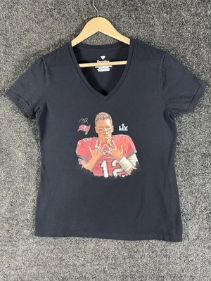 Camisa Tampa Bay Buccaneers Tom Brady para mujer mediana negra cuello en V fanáticos Foto 1 de 4