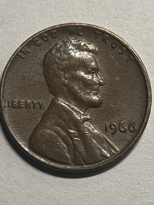 1966 Lincoln Penny - No Mint Mark - L on Rim Error-DOUBLE DIE ON REVERSE. - Image 1 of 4