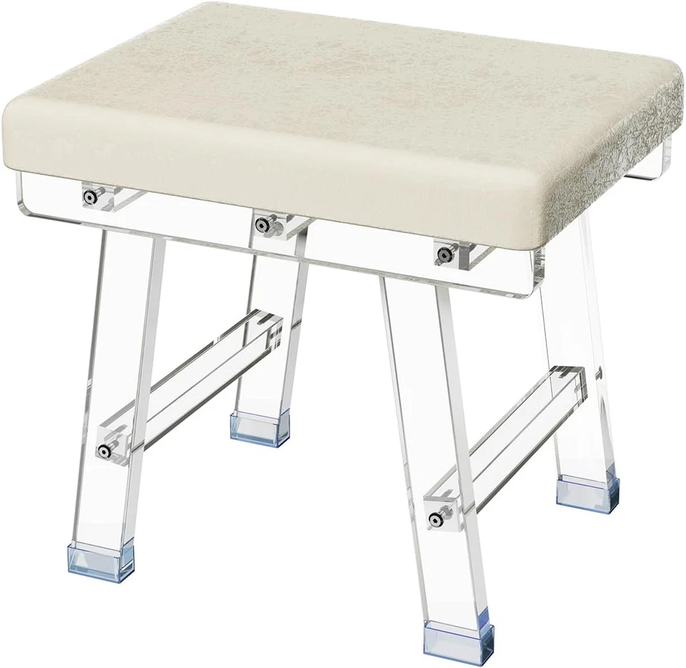 Reposapiés acrílico otomano - pequeño rectangular otomano con imitación de cuero - sofá Foo Foto 1 de 4