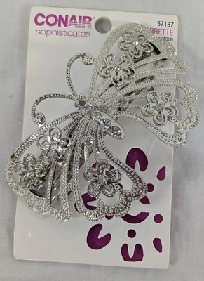 Clip de pasador de pelo vintage Conair Sophisticates mariposa y estrás astilla Foto 1 de 3