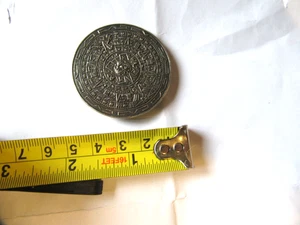 VINTAGE MEXICAN SILVER AZTEC CALENDAR BROOCH - Picture 1 of 4