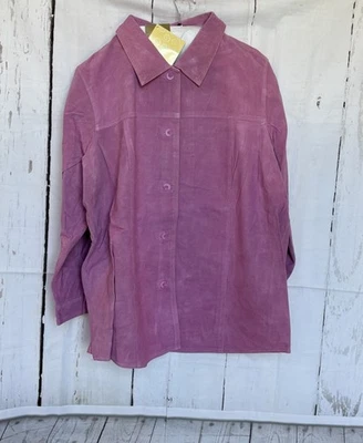 NWT Denim & Co. Washable Suede Leather Jacket Women 2X Mauve Pink - Image 1 of 4