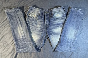 Pantalones de mezclilla True Religion para hombre abotonados Dean desgastados cónicos talla 31x30 - Imagen 1 de 21