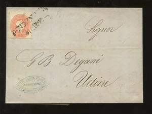 AUSTRIA LOMBARDY VENETIA 1861 PORDENONE 5 Soldi LETTER PRIVILEGIATA FILATURA - Picture 1 of 1
