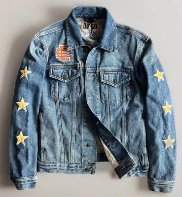 Chaqueta vaquera DIESEL x Eric Emanuel⚡️ "D-Sal" Star logo parche punto de cadena talla S Foto 1 de 4