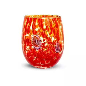 SET 6 BICCHIERI VETRO SOFFIATO GOCCE DI MURANO COLORATO MADE IN ITALY ROSSO - Foto 1 di 8