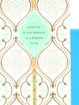 Tarjeta azul feliz aniversario esposa nuestro matrimonio es para siempre una bendición sello Foto 1 de 3