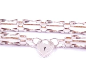 Pulsera Puerta Vintage 1982/83 Plata de Ley 925 Amor Corazón Candado 10.3g - Imagen 1 de 9