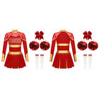 Costume enfants filles robe de carnaval plissé chaussettes pom-pom girl uniforme cosplay