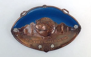 1964 1965 New York World's Fair Steel Enamel Unisphere Plate Made In Japan - Picture 1 of 7