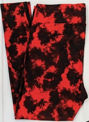 TC2 LuLaRoe Tall & Curvy2 Leggings Black Red Tie Dye NWT W54 Free shipping - Image 1 of 4
