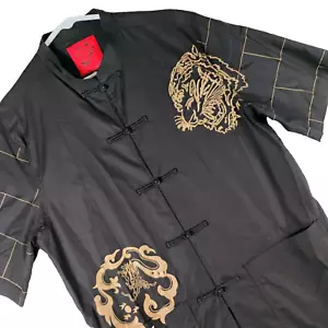 Lialong Asian Tiger & Dragon Casual/Vestito SS Nodo Camicia Uomo Med o Large (?) - Foto 1 di 11