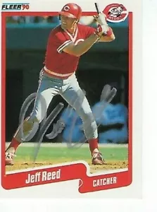 JEFF REED FIRMADO 1990 FLEER #429 - CINCINNATI ROJOS - Imagen 1 de 1