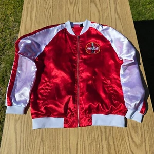 Chaqueta Coca-Cola Satinada Años 80 Vintage 2 Tonos Cremallera Completa Mujer Mediana - Imagen 1 de 17