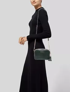 Michael Kors Ginny Leather Crossbody Bag Green EUC MSRP $248 - Picture 1 of 20