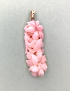 Vintage Angel Skin Coral Floral Pendant 2b - Bild 1 von 2