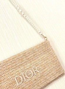 Christian Dior Novelty Clutch Pouch 2023 Summer Rattan Beige shoulder crossbody✨ - Picture 1 of 5