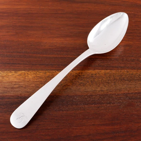 G. BINARD AMERICAN COIN SILVER SERVING SPOON OLD ENGLISH MONOGRAM L Cover