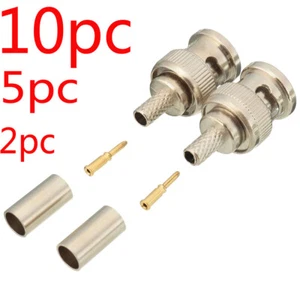BNC Male RG58 Plug Crimp Connector Coax Connector Adapter Cable Coaxial Plug - Picture 1 of 5