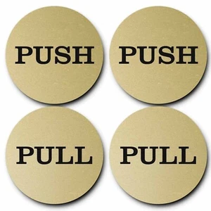2" Round Push Pull Door Signs (Brushed Gold) - 2 Sets (4pcs) 2 Pack (4 Signs) - Picture 1 of 8