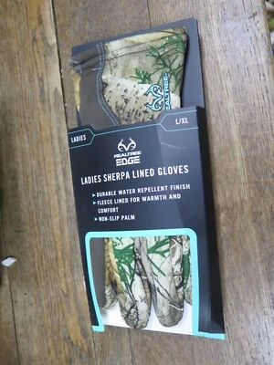 Realtree Edge Luvas Femininas Forradas Sherpa Extra Grande Novo Repelente de Água Frete Grátis - Imagem 1 de 2