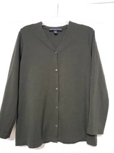 Josephine Chaus Womens Cardigan Sweater V Neck Button Up Moss Green Size M - Picture 1 of 4