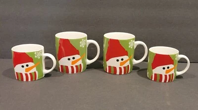 Crate & Barrel Christmas Snowman Mugs Set Of 4 NIB!! - Image 1 of 4