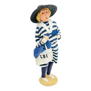 Byers Choice Long Beach Island Women Figurine Beach Bag Hat Seashell Towel LBI - Picture 1 of 16