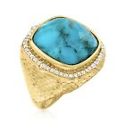 Ross-Simons Turquoise  White Zircon in 18kt Gold Over Sterling, Size 7