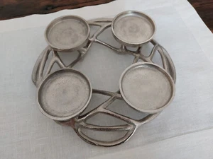 Adventskranz Kerzenhalter Tisch Deko Silber Metall gebürstet - Bild 1 von 3