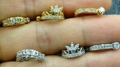 Elegante aro circonita cúbica gema de cristal tragus hélice barra de cartílago perno pendiente perforación 18 g Foto 1 de 3