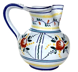 Brocca italiana Ars Deruta dipinta a mano firmata fiore vite labbro ghiaccio Made in Italy - Foto 1 di 9