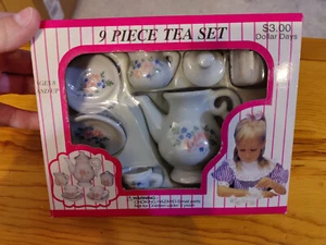 Juego de té de 9 piezas estampados florales de porcelana en miniatura mini juego de té - Imagen 1 de 2