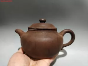 Antica teiera cinese Yixing Zisha 7,6'' squisita argilla viola marca antiquariato - Foto 1 di 9