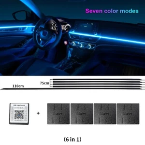 Tira de luz ambiental LED 6 en 1 APP control remoto coche interior atmósfera lámpara kits ocultos - Imagen 1 de 12