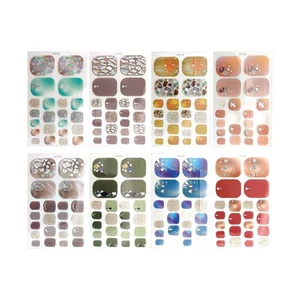 22 Tips Nail Art Glitter Flower Toe Nail Wraps Full Cover Polish Foot Stickers - Picture 1 of 39