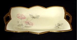VTG ALKA KUNST Bavaria Tray # 620 Floral Gold Trim 10” x 6” Signed Roter Mohn - Picture 1 of 6
