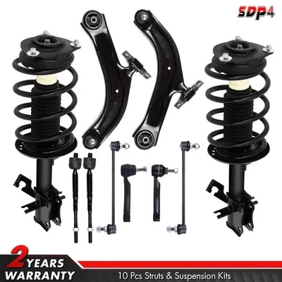 10pc Fits 2007-2012 Nissan Sentra Front Shocks Struts Control Arms Tie Rod Links - Image 1 of 4