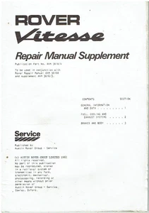 ROVER SD1 3500 VITESSE ORIGINAL 1982 WERK REPARATURANLEITUNG ERGÄNZUNG - Bild 1 von 1