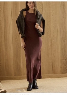 Maxi Vestido AE 77 Premium Seda Color Chocolate Talla L Foto 1 de 4