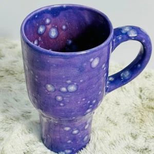 Lila Keramik Tasse Kaffee Tee Tasse Unikat Y2K 1990er Vibes Design groß Trinkgeschirr - Bild 1 von 5